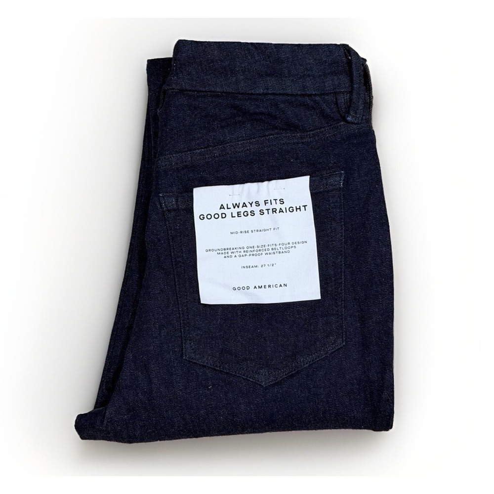 GOOD AMERICAN Always Fits Good Legs Straight Jeans Color Indigo 690 Size 6-12